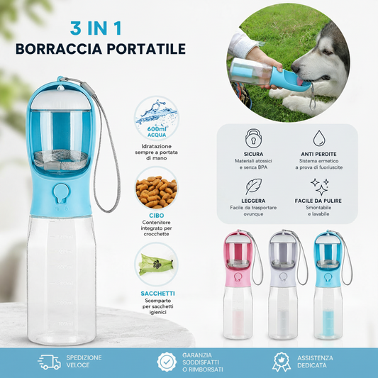 AcquaPet™ - Borraccia Multifunzione 3-in-1 per Cani